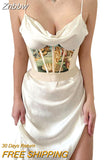 Znbbw Oil Painting Print Women Corset Retro Boned Slimming Body Belt Underbust Cummerbund Bustier Waist Trainer Shaper Girdle