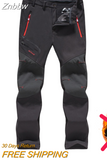 Znbbw Men's Waterproof Pants Winter Warm Camping Hiking Trekking Sport Trousers Male Casual Softshell Fleece Oversized Cargo Pants