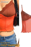 Znbbw Harajuku Mesh Sleeveless Crop Tops Women Summer Sexy Camisoles Y2k Aesthetics Vintage Cropped Corset Tanks Tops 90s Clothes 0410