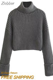 Znbbw 2023 Ladies Retro Solid Turtleneck Sweater Warm Knit Pullover Women Fashion Autumn Spring Casual Long Sleeve Sweater