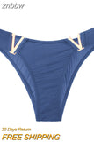 znbbw Fashion Sexy Panties Seamless Women Underwear Low Rise Thongs V-Shaped Metal Decor Panties Bikini Briefs High Fork Briefs