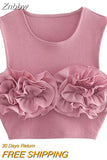 Znbbw TRAF 2023 Summer Women Tank Top Sleeveless Crop Top Ruffle Edge Decoration Short Top y2k Vest