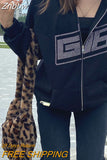 Znbbw Gothic Butterfly Print Oversize Zip Up Hoodies 2023 Winter New Grunge Long Sleeve Sweatshirt Casual Hooded Jacket Streetwear