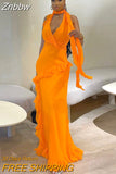 Znbbw Women Elegant V Neck Beach Vacation Streetwear Backless Long Dress 2023 Summer Clothes Wholesale Items For Business