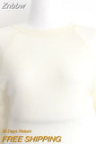 Znbbw Sale 2023 New Spring Summer Basic Tops Long Sleeve Loose Thin Sexy Blue T-shirt Women Fashion Solid Color Cotton Tee Femme