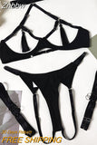 Znbbw Sensual Tassel Fetish Lingerie See Through Open Bra Bilizna Set Hot Sexy Intimate Naked Crotchless Panties Exotic Sets