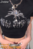 Znbbw Women Sexy Harajuku Open Back T-shirt Long Sleeve Tops Cropped Summer Top Black Clothes Vintage Hollow Tshirt Tee Streetwear