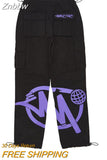 Znbbw Shorts Men Y2K Harajuku Cargo Letter Printing Wide Leg Casual Loose pants Women Vintage Gym High Waist jeans