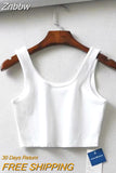 Znbbw women summer crop tops sleeveless short cotton u collar knitted bar