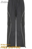Znbbw Fashion Casual Trousers High Waist Stretch Straight Cargo Pants Women Streetwear Solid Sports Style Overalls Pants