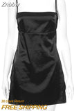 Znbbw Summer Satin Suspender Dresses For Women Elegant Sleeveless Backless Party Club Sexy Mini Slit Dress Vestidos Y2k Clothes