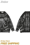 Znbbw Punk Skeleton Graphic Sweater Women Oversized Hip Hop Streetwear Winter Oversize Pullover Sweater Y2K Men Fashion Sweaters