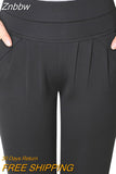 Znbbw Waist Harem Pants For Women Chic Pleated Stretch Straight Trousers Womens Elegant Office Lady Vintage Casual Pants