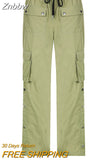 Znbbw Fashion Casual Trousers High Waist Stretch Straight Cargo Pants Women Streetwear Solid Sports Style Overalls Pants