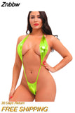 Znbbw bikini swimwear women swimsuit one piece biquini bikinis Patent leather Halter String Lace adjustable Large size Thong spa 0410