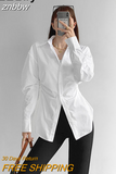 znbbw Street Style Long Sleeve Slim Waist White Shirt Women Button Up Za Shirts 2023 Summer New Fashion Tunic Blouse Clohting