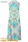 Znbbw TRAF Print Long Dress Women 2023 Backless Dress Woman Ruched Off Shoulder Summer Sexy Evening Party Dresses