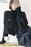 znbbw Korean Style Long Sleeve Plaid Blazer Women 2023 Autumn Casual Short Ladies Suit Blazers Female Clothing Coat Jacket