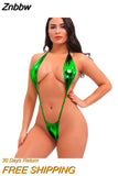 Znbbw bikini swimwear women swimsuit one piece biquini bikinis Patent leather Halter String Lace adjustable Large size Thong spa