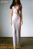 Znbbw 2023 Summer See Through Mesh Maxi Dress Women Strappy Body-shaping Vestido Hipster Lady Sexy Bodycon Long Dress