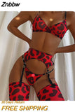 Znbbw Leopard Fine Lingerie With Stocking Sexy Porn Underwear Women Body Uncensored Video Luxury Lace Bra Thongs Intimate