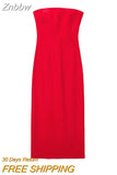 Znbbw Red Corset Mid Dresses Women Elegant Sleeveless Off Shoulder Mix Dresses 2023 Spring Summer High Street Outwear Vestidos