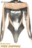 Znbbw Sexy See Through Patchwork y2k Two Piece Pants Set Women Long Sleeve Bodysuit + High Waist Trousers Streetwear Suit