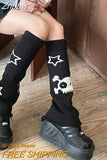 Znbbw Academic Skeleton Socks Y2K Wide Leg Socks Knitted Warm JK Girls Leg Warmers Long Leg Lolita Socks