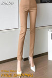 Znbbw Office Lady Formal Slim Suit Pants Women Stretch Mid-Waist Straight Trousers Femme Korean Vintage Casual Pencil Pants