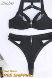 Znbbw Sexy Open Lingerie Halloween Cutting Underwear Halter Bra Thongd Uncensored 2-Piece Intimate Woman Sensual Exotic Sets
