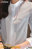 Znbbw Sleeve Women Blouses Shirts Blouse Women Blusas Mujer De Moda 2023 Black Striped Chiffon Blouse Shirt Women Tops Blusa D431