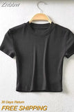 Znbbw Women Crew Neck Crop Fitted T-shirt Short Sleeve Ribbed Crop Top