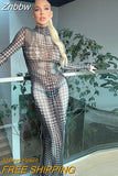 Znbbw Women Sexy Long Sleeve Mesh See Through Bodycon Party Club Long Dress 2023 Fall Clothing Wholesale Items For Business