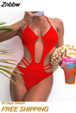 Znbbw Women One Piece Swimsuit Push Up Female Swimwear Swimming Suit Bandage High Cut Bathing Suit Monokini BeachwearBodysuit