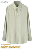 znbbw 2023 Summer Elegant Long Sleeve Women Shirt Vintage Button Up Stripe Loose Ladies Shirts Fashion Office Female Clothing