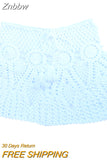 Znbbw Color Handmade Cotton Knitted Crochet Mini Skirts Women Summer Hollow Out High Waist Beach Skirt White Bottoms 2023