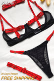 Znbbw Lingerie Sexy Hollow Out 4-Piece Exotic Costumes Sensual See Through Setup For Woman Neon Green Porn Sissy Outfits
