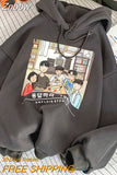 Znbbw print hoodie women autumn and winter Korean cartoon print ins trend couple sweatshirt casual street wild oversized hoodies
