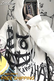 Znbbw Kawaii Anime Print Hoodies Women Japanese Harajuku Oversized Sweatshirts Cute Sweet Cartoon Loose Casual Tops Winter