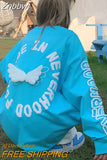 Znbbw Korean Style Letter Print Hoodies Women Harajuku Angel Wings Sweatshirts Plus Size Casual Long Sleeve Tops Girl Clothes