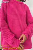 Znbbw Women Sweater Casual Loose O Neck Elegant Knit Pullovers Y2K Winter 2023 Fashion Long Sleeve Knitted Sweaters Oversized Tops