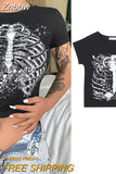 Znbbw Women Sexy Harajuku Open Back T-shirt Long Sleeve Top Cropped Summer Top Black Clothes Vintage Hollow Tshirt Tee Streetwear