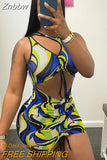 Znbbw Women Sexy Printed Party Club Hollow Out Bodycon Mini Dress Streetwear 2023 Summer Clothes Wholesale Items For Business