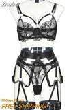 Znbbw Fancy Lingerie Luxury Lace Fine Underwear Bra Kit Push Up Floral Intimate See Through Seamless Delicate Exotic Sets