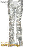 Znbbw Autumn Fashion Casual PU Leather Stacked Pants For Women Autumn New Skinny Stretch Wild Basic Female Leggings Y2K
