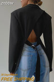 znbbw Office Ladies 2023 Autumn Spring Oversized Blazers Jacket Women Backless Loose Fashion Open Stitch Outfits Elegant Coat