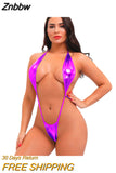 Znbbw bikini swimwear women swimsuit one piece biquini bikinis Patent leather Halter String Lace adjustable Large size Thong spa