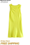 Znbbw TRAF 2023 Woman Knot Decoration Satin Texture Mini Dress Fashion Sleeveless Vintage Summer Causal Elegant Slim Dresses