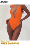 Znbbw Cut Swimwear Women 2023 Solid One Piece Swimsuit Female High Waist Monokini V-Neck Sexy Bathing Suit Swim Suit Black Red