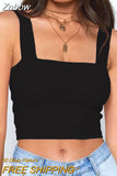 Znbbw Neck Sleeveless Summer Crop Top White Women Black Casual Basic T Shirt Off Shoulder Cami Sexy Backless Tank Top